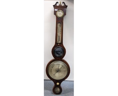 A 19th century mahogany Grassi &amp; Fontana banjo barometer 97cm h Location: LWF 