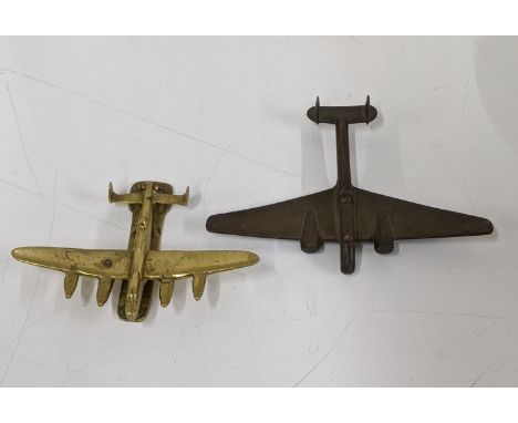 A solid brass airplane door knocker, along with a WW2 brass model airplaneLocation: 