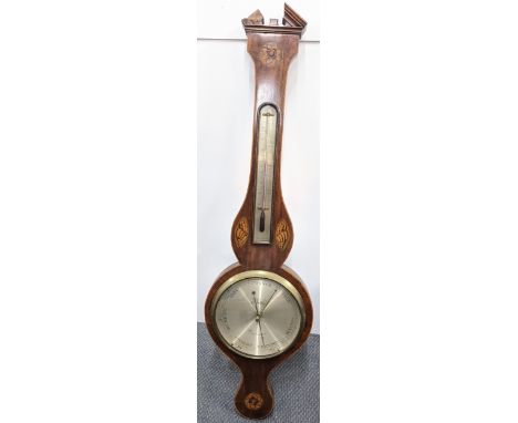 A 19th century mahogany banjo barometer, the silvered dial signed Pozzi & CoLocation: 