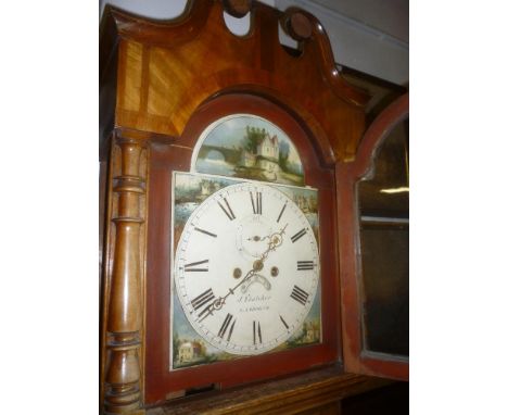 A 19th Century longcase clock with painted square dial by J Thatcher of Lambourne, eight day movement in mahogany &amp; oak c