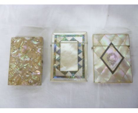 Three various 19th Century rectangular visiting card cases with mother-of-pearl decoration