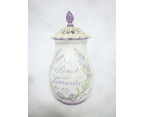 A Royal Worcester china pot pourri and cover with "Sweet Lavender" decoration 5½" high 