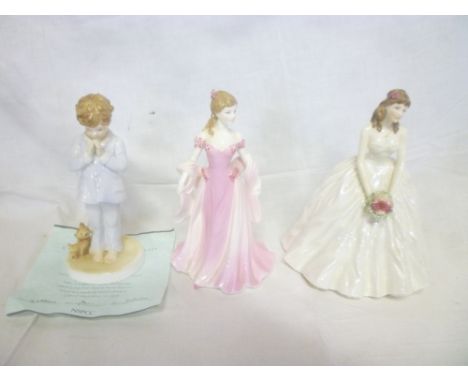 Three Royal Worcester china  figures including "A Day to Remember/Grace and I Pray" (3)