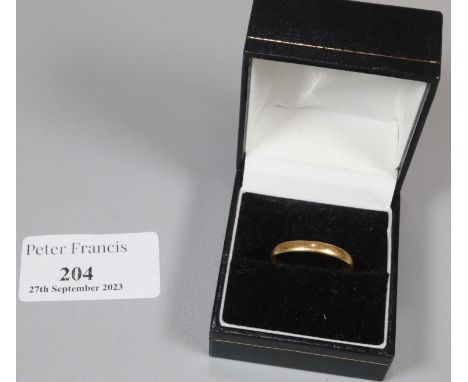 22ct gold wedding band. 3.2g approx. Ring size Q & 1/2.(B.P. 21% + VAT) 