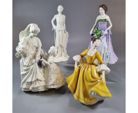 Two Royal Worcester ivory finish figurines to include: 'Millie' 1926 and 'The Wedding Day', together with two Royal Doulton B