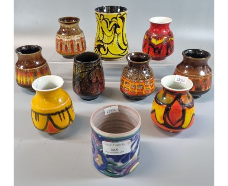 Collection of small Poole pottery vases, various abstract vase, lava ground etc. Tallest 12cm approx. (10)(B.P. 21% + VAT) 