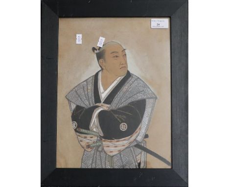 Japanese school, portrait of a Samurai, watercolours. 34 x 25.5cm approx.(B.P. 21% + VAT) 