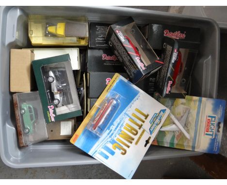 Plastic box of diecast model vehicles, various to include: Corgi Delta cars; platinum, Titanium etc, Micromachines Special Ed