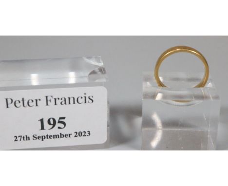 22ct gold wedding band. 4.8g approx. Ring size H & 1/2.(B.P. 21% + VAT) 