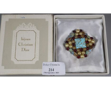 Christian Dior contemporary brooch marked 'Made in Germany for Christian Dior 1962'. In original box which, marked Bijoux Chr