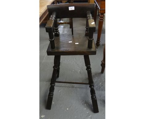 Stained child's high armchair with solid elm seat. (B.P. 21% + VAT) 