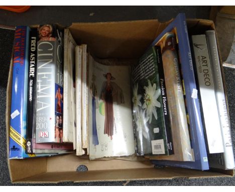 Box of books and magazines to include: 'Cinema year by 1894-2005', 'Fred Astaire', 'The Hollywood Musical', 'Passion Flowers'