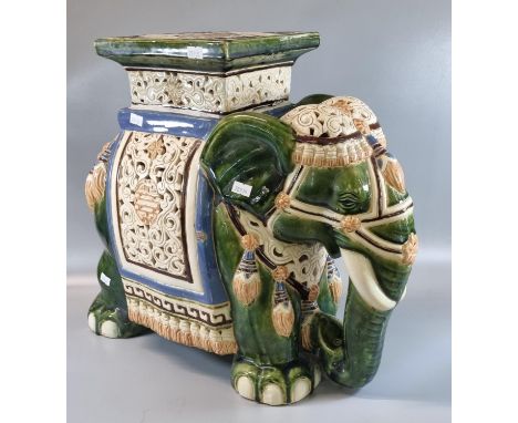 Chinese style ceramic conservatory seat or jardiniere in the form of an elephant. (B.P. 21% + VAT)