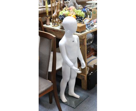 A shops ‘boy’ mannequin, 39” high, together with a suitcase and briefcase, an Epson “picture mate” boxed, various light fitti