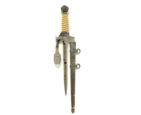 German Third Reich Luftwaffe Officer’s 2nd pattern dagger with straps by F.W. Höller, Solingen. An example with cream grip an