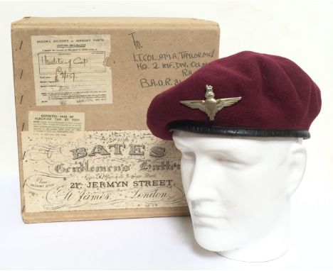 Parachute Regiment Attributed Commanding Officer’s Red Beret. Worn by Lieutenant Colonel Peter Mandeville Aldersley Taylor MC