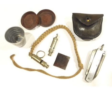 1906 Military Pattern Whistle with finger ring & Officer’s Accoutrements An unusual example of the tube whistle, made by Huds