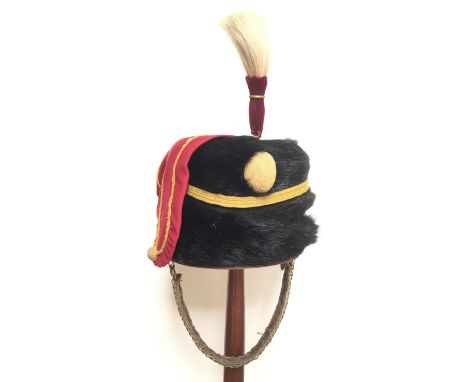11th Prince Albert’s Own Hussars OR’s Busby. An example of the last pattern. Black fur, with triple yellow cords and boss. Cr