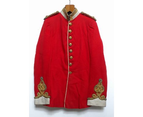 2nd Dragoon Guards (Queen’s Bays) Officer’s Full Dress Tunic and other items. Scarlet tunic with white cloth collar, cuffs an