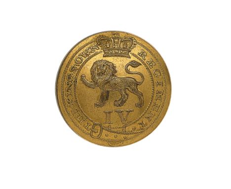 4th (The King’s Own Royal) Regiment of Foot  Officer’s gilt open-back coatee button. A fine scarce example by I. Mcgowan,  Lo