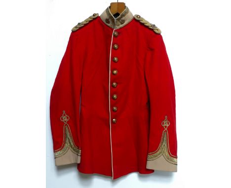 Cheshire Regiment Officer’s Full Dress Tunic etc. A good post-1902 regulation example. Scarlet cloth with buff facings; white