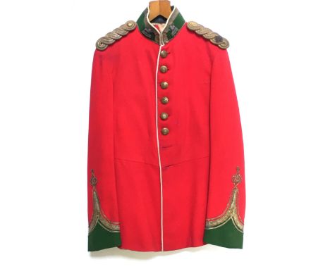 Herefordshire Regiment Officer’s Scarlet Tunic. A good and scarce example of the 1880 pattern tunic, scarlet melton cloth wit