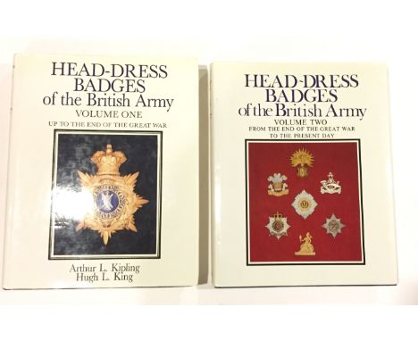 “Head-Dress Badges of the British Army” Volume I & II Signed by one of the authors Hugh King Volume I 1994 edition. The stand