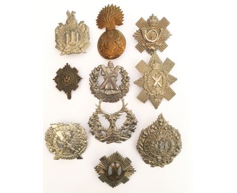 Selection of Scottish Line Regiment Badges. Comprising: KOSB ... RSF ... HLI ... Scots Guards (Slider) ... Cameron ... Black 