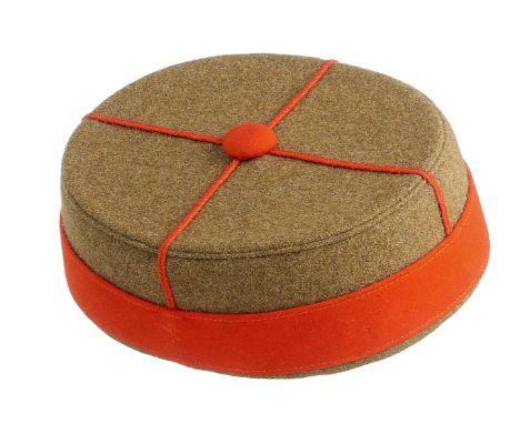 Surrey Yeomanry Officer’s Khaki Pillbox Cap A very good scarce example in lancer style, by Hobson & Sons. Khaki serge, with a
