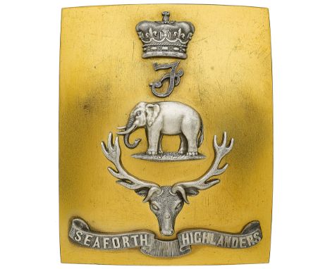 Badge. Scottish. Seaforth Highlanders post 1881 Officer’s shoulder belt plate. A fine example by Sanderson & Son, Edinburgh. 