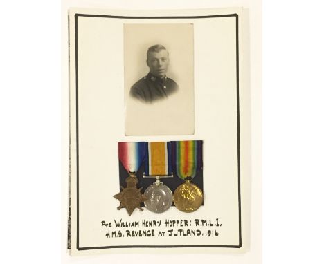 WW1 Royal Marine Light Infantry HMS Revenge Battle of Jutland  Group of Three Medals. Awarded to “PLY 13886 PTE W.H. HOOPER R