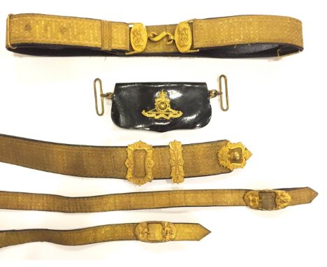 Royal Artillery Officer’s Accoutrements. A gold-laced blue leather pouch belt of regulation pattern, with finely struck gilt 