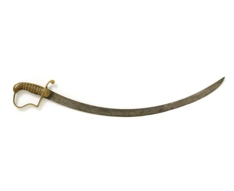 Georgian Napoleonic War Period Royal Navy Fighting Sword. This example with single edged curved 27 inch blade. The hilt with 
