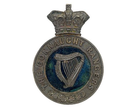 Badge. Connaught Rangers Victorian Officer’s glengarry badge circa 1881-90. A very fine and scarce silver example. Crowned ci