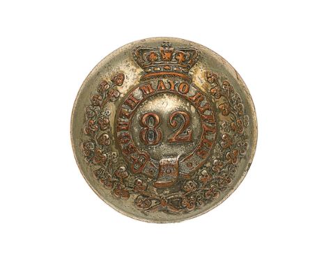 Irish. South Mayo Rifles Militia Victorian Officer’s silvered closed-back coatee button circa 1846-55. A scarce example by Hu