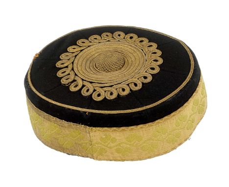 Victorian Irish Cavalry Officer’s Pill Box Cap. A good and scarce example of dark blue melton cloth with a broad band of gold