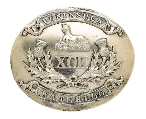 Badge. Scottish. 92nd (Highland) Regiment Georgian Officer’s dirk belt plate circa 1823-30. A very fine and rare silver plate