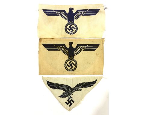 German Third Reich Sports Vest Eagles. Embroidered Army, Kriegsmarine and Luftwaffe example. GC (3 items)  