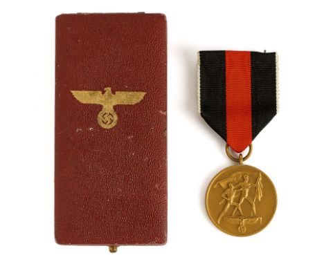 German Third Reich Medal for the Annexation of the Sudetenland (Czechoslovakia) 1st October 1938. A good cased bronze example