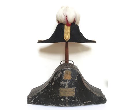 Victorian Cocked Hat of Major General Charles Van Notton Pole. A good example of the regulation pattern black silk bi-corn ha