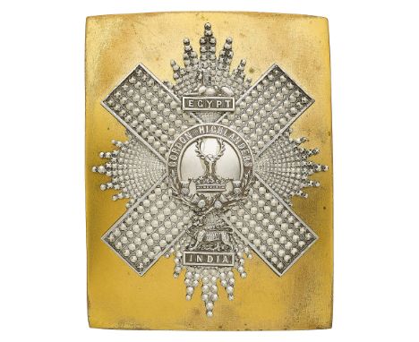 Badge. Scottish. Gordon Highlanders post 1881 Officer’s shoulder belt plate. A fine pre war example comprising a burnished gi