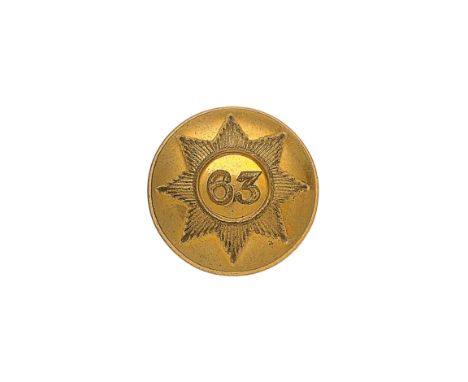 63rd (West Suffolk) Regiment of Foot Victorian Officer’s gilt closed-back coatee button. A good example by Jennens & Co. Lond