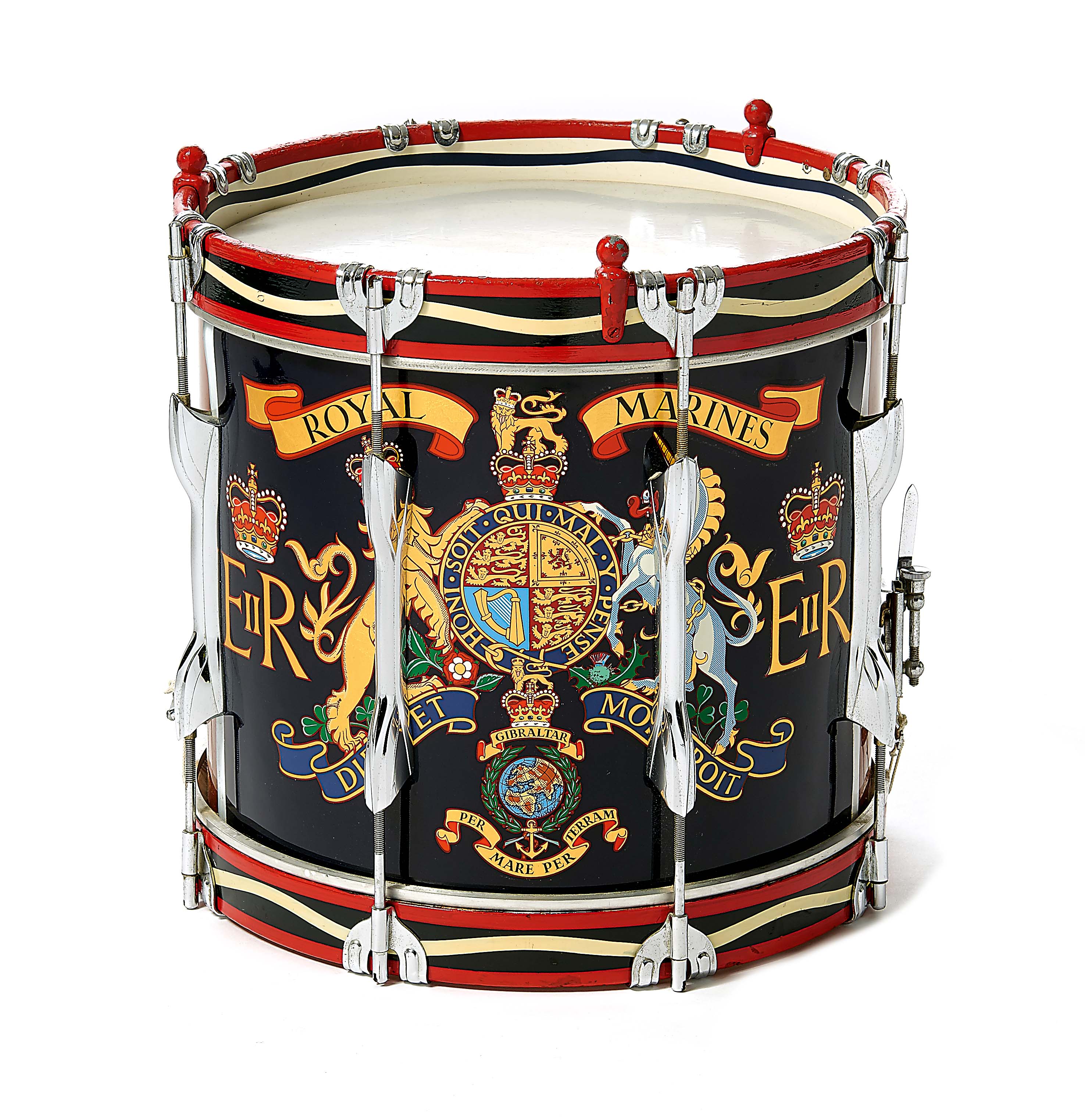 Royal Marines side drum. A very good rod tensioned example. The front