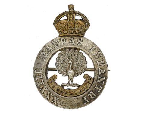 Badge. Indian Army. 3rd Burma Bn. 33rd Madras Infantry Officer’s head-dress badge. A good scarce silver and gilt example. Wit