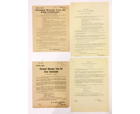 April 1943 Monty’s Personal Message to His 8th Army Signed Leaflet. This leaflet informs the 8th Army details of the coming B