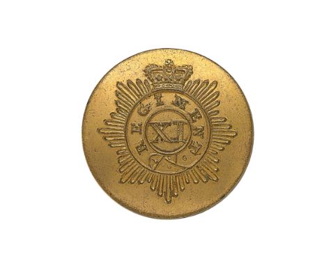 11th (North Devon) Regiment of Foot Georgian Officer’s gilt open-back coatee button A fine rare example by Nutting & Son, Kin