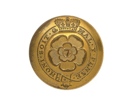 7th (or Royal Fusiliers) Regiment of Foot Officer’s gilt closed-back coatee button. A fine scarce example by Charles Jennens 