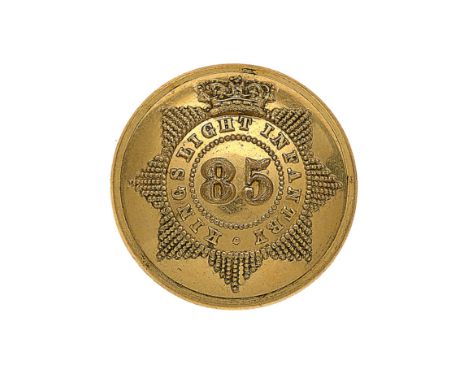85th King’s Light Infantry Officer’s gilt closed-back coatee button. Fine example  by Jennens & Co. London. Crowned star “Kin