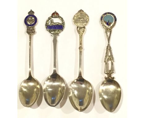 Similar Selection of Indian Army Silver Teaspoons. Comprising: Nilgiri Volunteer Rifles Silver & Enamel (Birmingham 1909) ...