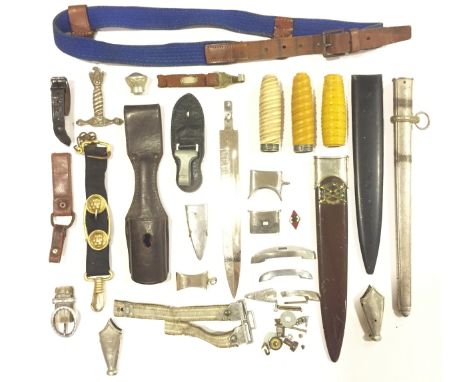 German Third Reich Quantity of Dagger Spare Parts, Including Scabbards ... Grips ... Scabbard mounts ... Screws ... Part stra